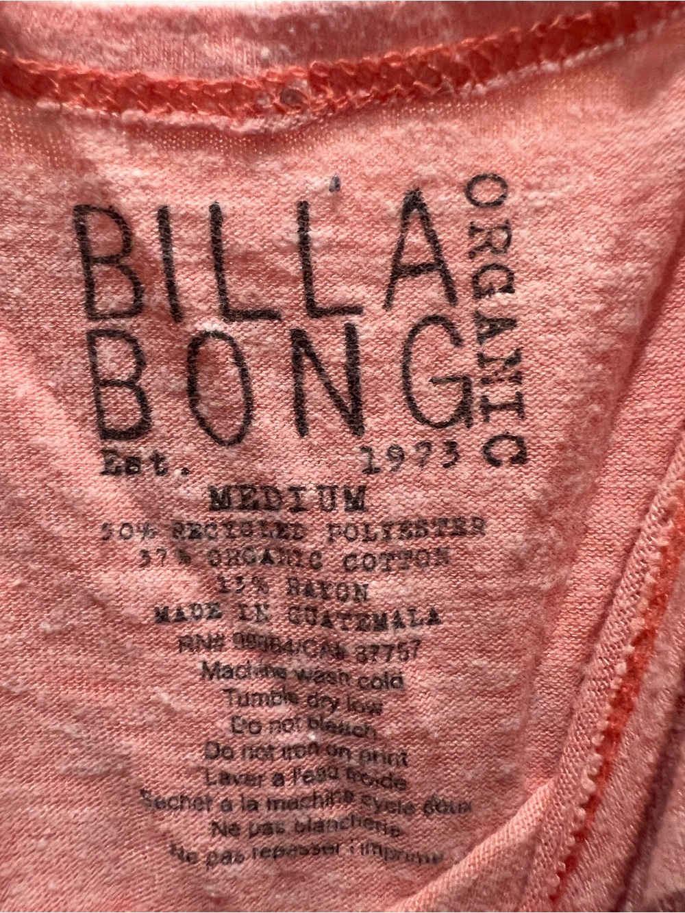 Billabong Coral Pink Logo Tee - Medium